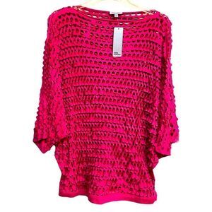 LINEA DOMANI Faux Suede Pink Eyelet Top Size XL